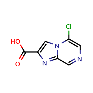 Chemical structure of 5-chloroimidazo[1,2-a]pyrazine-2-carboxylic acid , CAS 1379336-68-1, AChemBlock S80383