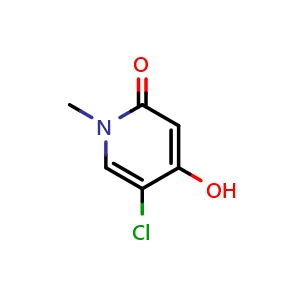 Chemical structure of 5-chloro-4-hydroxy-1-methyl-pyridin-2-one , CAS 1379260-15-7, AChemBlock S80390