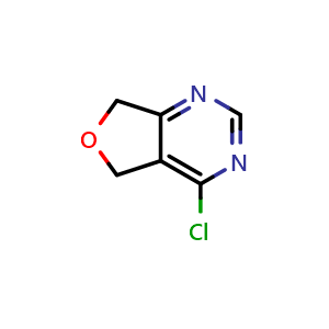 Chemical structure of 4-chloro-5H,7H-furo[3,4-d]pyrimidine , CAS 1379179-87-9, AChemBlock S80394