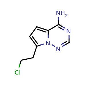 Chemical structure of 7-(2-chloroethyl)pyrrolo[2,1-f][1,2,4]triazin-4-amine , CAS 1378757-29-9, AChemBlock S80400