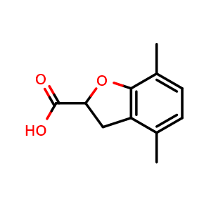 Chemical structure of 4,7-dimethyl-2,3-dihydro-1-benzofuran-2-carboxylic acid , CAS 1378684-52-6, AChemBlock S80403