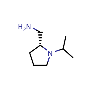 Chemical structure of [(2R)-1-(propan-2-yl)pyrrolidin-2-yl]methanamine , CAS 1378378-32-5, AChemBlock S80407
