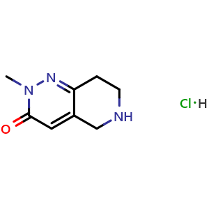 Chemical structure of 2-methyl-2H,3H,5H,6H,7H,8H-pyrido[4,3-c]pyridazin-3-one hydrochloride , CAS 1376227-04-1, AChemBlock S80416