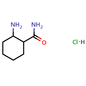 Chemical structure of 2-aminocyclohexane-1-carboxamide hydrochloride , CAS 1376171-26-4, AChemBlock S80417