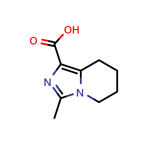Chemical structure of 3-methyl-5H,6H,7H,8H-imidazo[1,5-a]pyridine-1-carboxylic acid , CAS 1375472-21-1, AChemBlock S80423