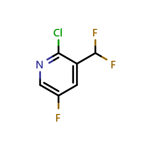 Chemical structure of 2-chloro-3-(difluoromethyl)-5-fluoro-pyridine , CAS 1374659-31-0, AChemBlock S80433