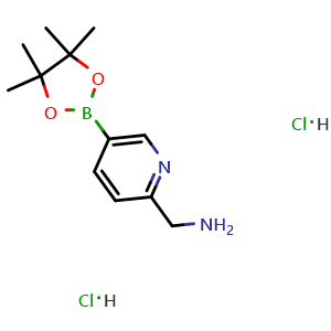 Chemical structure of [5-(4,4,5,5-tetramethyl-1,3,2-dioxaborolan-2-yl)-2-pyridyl]methanamine dihydrochloride , CAS 1374451-84-9, AChemBlock S80443