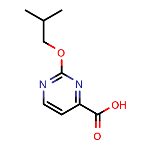 Chemical structure of 2-(2-methylpropoxy)pyrimidine-4-carboxylic acid , CAS 1374414-18-2, AChemBlock S80444