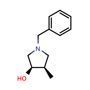 Chemical structure of (3R,4R)-1-benzyl-4-methylpyrrolidin-3-ol , CAS 137172-63-5, AChemBlock S80463