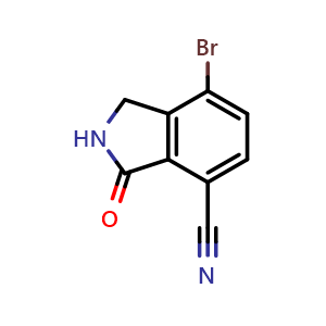 Chemical structure of 7-bromo-3-oxo-isoindoline-4-carbonitrile , CAS 1370467-88-1, AChemBlock S80468