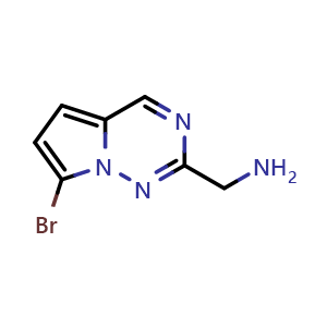 Chemical structure of 1-{7-bromopyrrolo[2,1-f][1,2,4]triazin-2-yl}methanamine , CAS 1369353-34-3, AChemBlock S80480