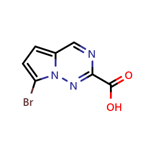 Chemical structure of 7-bromopyrrolo[2,1-f][1,2,4]triazine-2-carboxylic acid , CAS 1369350-59-3, AChemBlock S80482