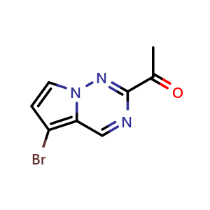 Chemical structure of 1-{5-bromopyrrolo[2,1-f][1,2,4]triazin-2-yl}ethan-1-one , CAS 1369342-68-6, AChemBlock S80484
