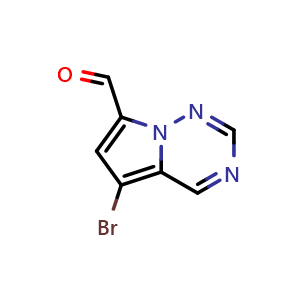Chemical structure of 5-bromopyrrolo[2,1-f][1,2,4]triazine-7-carbaldehyde , CAS 1369239-97-3, AChemBlock S80491