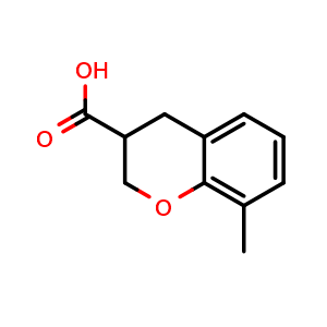 Chemical structure of 8-methyl-3,4-dihydro-2H-1-benzopyran-3-carboxylic acid , CAS 1369239-09-7, AChemBlock S80493