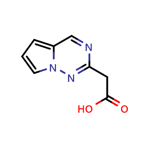 Chemical structure of 2-{pyrrolo[2,1-f][1,2,4]triazin-2-yl}acetic acid , CAS 1369164-77-1, AChemBlock S80495