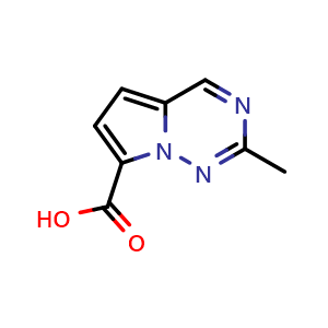 Chemical structure of 2-methylpyrrolo[2,1-f][1,2,4]triazine-7-carboxylic acid , CAS 1369158-40-6, AChemBlock S80499