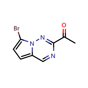 Chemical structure of 1-{7-bromopyrrolo[2,1-f][1,2,4]triazin-2-yl}ethan-1-one , CAS 1369138-52-2, AChemBlock S80502