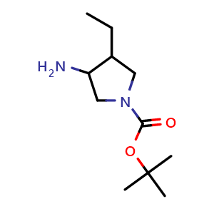 Chemical structure of tert-butyl 3-amino-4-ethylpyrrolidine-1-carboxylate , CAS 1369085-72-2, AChemBlock S80509