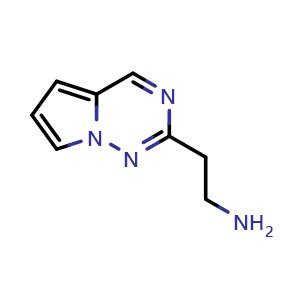 Chemical structure of 2-{pyrrolo[2,1-f][1,2,4]triazin-2-yl}ethan-1-amine , CAS 1368856-35-2, AChemBlock S80513