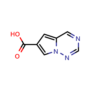 Chemical structure of pyrrolo[2,1-f][1,2,4]triazine-6-carboxylic acid , CAS 1368354-47-5, AChemBlock S80518