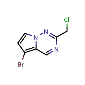 Chemical structure of 5-bromo-2-(chloromethyl)pyrrolo[2,1-f][1,2,4]triazine , CAS 1368300-93-9, AChemBlock S80526