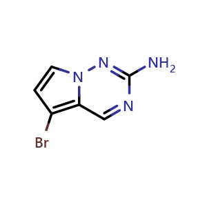 Chemical structure of 5-bromopyrrolo[2,1-f][1,2,4]triazin-2-amine , CAS 1368241-32-0, AChemBlock S80527
