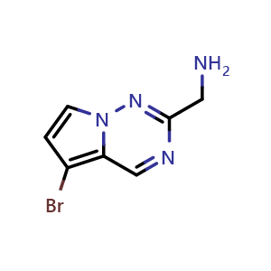 Chemical structure of 1-{5-bromopyrrolo[2,1-f][1,2,4]triazin-2-yl}methanamine , CAS 1368230-78-7, AChemBlock S80528