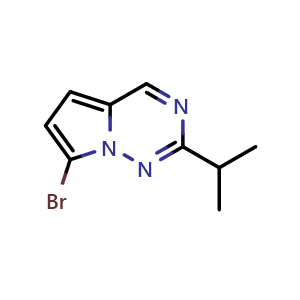 Chemical structure of 7-bromo-2-(propan-2-yl)pyrrolo[2,1-f][1,2,4]triazine , CAS 1368226-33-8, AChemBlock S80529