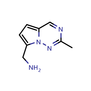 Chemical structure of 1-{2-methylpyrrolo[2,1-f][1,2,4]triazin-7-yl}methanamine , CAS 1368189-22-3, AChemBlock S80531