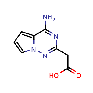 Chemical structure of 2-{4-aminopyrrolo[2,1-f][1,2,4]triazin-2-yl}acetic acid , CAS 1368172-64-8, AChemBlock S80535
