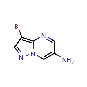 Chemical structure of 3-Bromopyrazolo[1,5-a]pyrimidin-6-amine , CAS 1367955-95-0, AChemBlock S80546