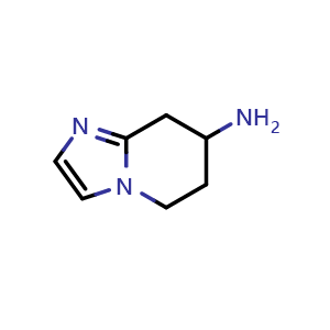 Chemical structure of 5H,6H,7H,8H-imidazo[1,2-a]pyridin-7-amine , CAS 1367938-31-5, AChemBlock S80551