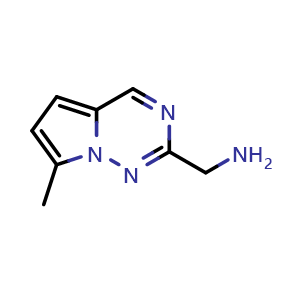 Chemical structure of 1-{7-methylpyrrolo[2,1-f][1,2,4]triazin-2-yl}methanamine , CAS 1367931-58-5, AChemBlock S80556