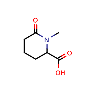 Chemical structure of 1-methyl-6-oxopiperidine-2-carboxylic acid , CAS 1367674-43-8, AChemBlock S80561