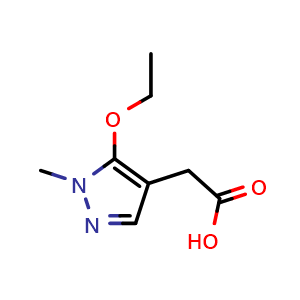 Chemical structure of 2-(5-ethoxy-1-methyl-1H-pyrazol-4-yl)acetic acid , CAS 1365941-91-8, AChemBlock S80573