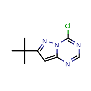 Chemical structure of 7-tert-butyl-4-chloro-pyrazolo[1,5-a][1,3,5]triazine , CAS 1363405-31-5, AChemBlock S80595