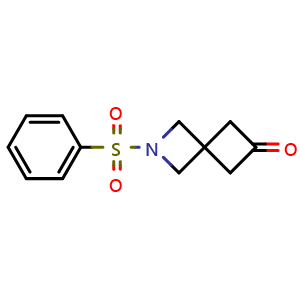 Chemical structure of 2-(benzenesulfonyl)-2-azaspiro[3.3]heptan-6-one , CAS 1363381-24-1, AChemBlock S80609