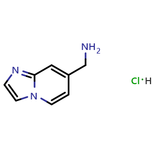 Chemical structure of {imidazo[1,2-a]pyridin-7-yl}methanamine hydrochloride , CAS 1363160-16-0, AChemBlock S80615
