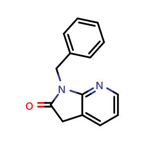 Chemical structure of 1-benzyl-1,3-dihydro-2H-pyrrolo[2,3-b]pyridin-2-one , CAS 136257-31-3, AChemBlock S80620