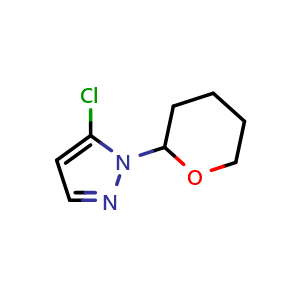 Chemical structure of 5-chloro-1-(oxan-2-yl)-1H-pyrazole , CAS 1360878-84-7, AChemBlock S80646