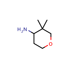 Chemical structure of 3,3-dimethyltetrahydropyran-4-amine , CAS 1357396-54-3, AChemBlock S80663