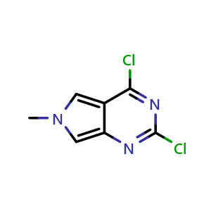 Chemical structure of 2,4-dichloro-6-methyl-6H-pyrrolo[3,4-d]pyrimidine , CAS 1357086-92-0, AChemBlock S80668
