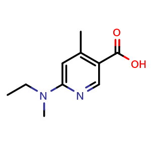 Chemical structure of 6-[ethyl(methyl)amino]-4-methylpyridine-3-carboxylic acid , CAS 1355233-71-4, AChemBlock S80687