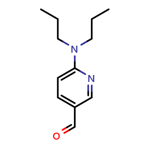 Chemical structure of 6-(dipropylamino)pyridine-3-carbaldehyde , CAS 1355226-15-1, AChemBlock S80690