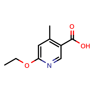 Chemical structure of 6-ethoxy-4-methylpyridine-3-carboxylic acid , CAS 1355218-41-5, AChemBlock S80691
