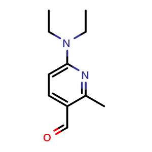 Chemical structure of 6-(diethylamino)-2-methylpyridine-3-carbaldehyde , CAS 1355189-80-8, AChemBlock S80694