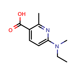Chemical structure of 6-[ethyl(methyl)amino]-2-methylpyridine-3-carboxylic acid , CAS 1355172-98-3, AChemBlock S80698