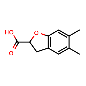 Chemical structure of 5,6-dimethyl-2,3-dihydro-1-benzofuran-2-carboxylic acid , CAS 1354950-79-0, AChemBlock S80707