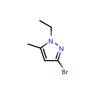 Chemical structure of 3-bromo-1-ethyl-5-methyl-pyrazole , CAS 1354706-05-0, AChemBlock S80714